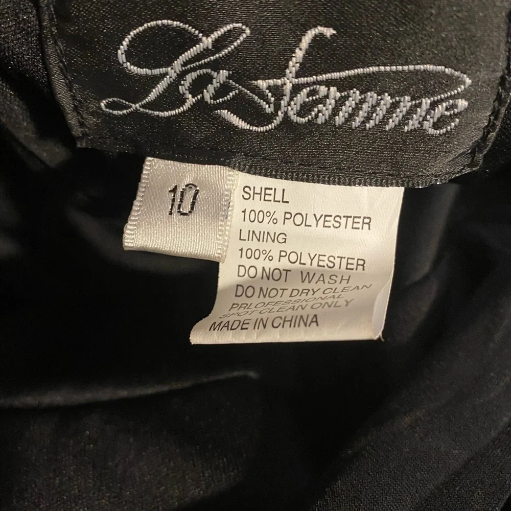 La Femme Black Sleeveless Embellished Jersey Gown | Dress